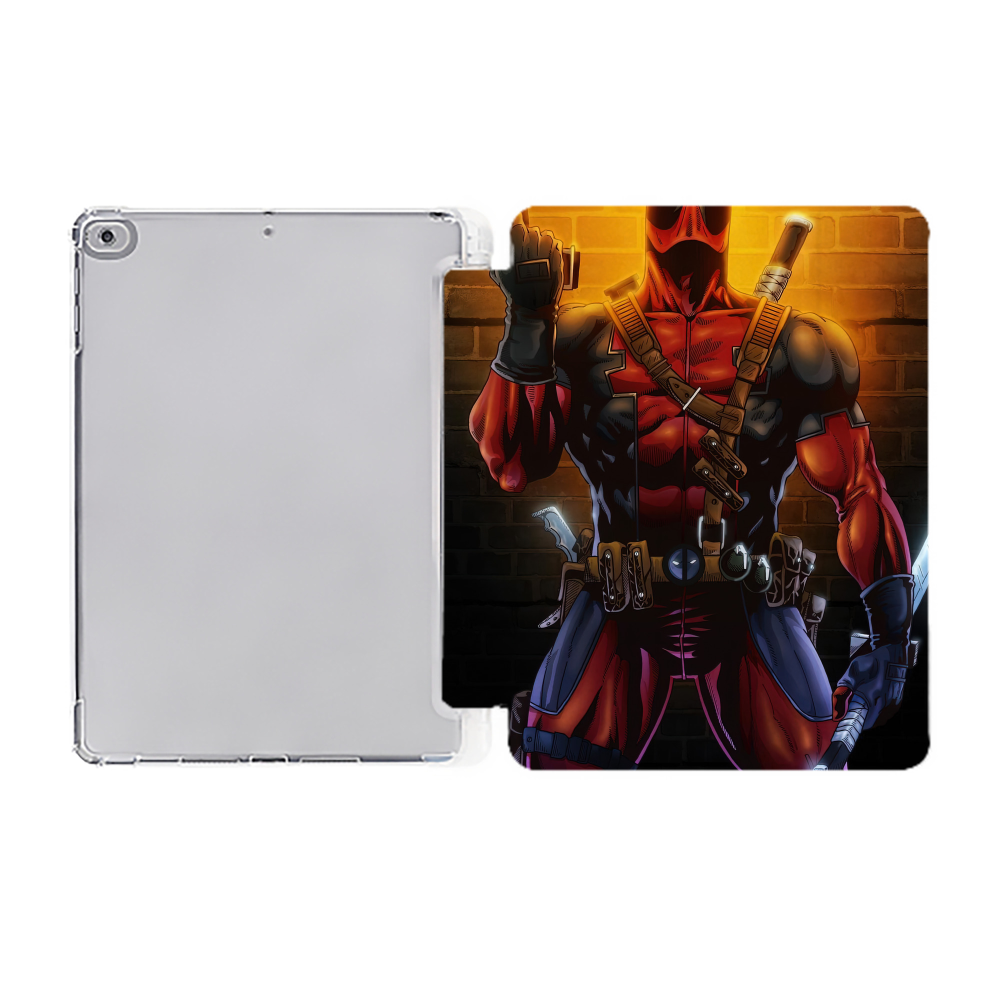 （画像用） Deadpool デッドプール IPad ケース ペン収納付き 三つ折りスタンド PUレザー×シリコン 対応機種9.5/10.5/10.9インチ